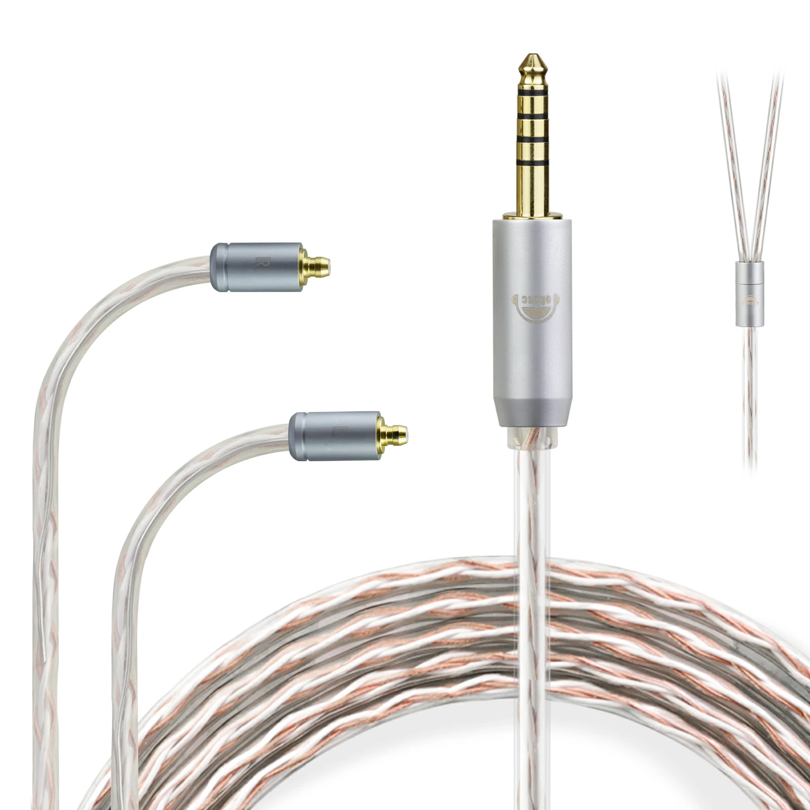 okcsc リケーブル EAR ケーブル イヤホン 4芯 金メッキ線 長さ1.2m HS1300 HS1650CU HS1655CU 1670SS HS1695Ti 1697Ti  HS1750CU  HS1790Ti HS2000MXに適合 2.5mm 3.5mm 4.4mm Type-c usb-c