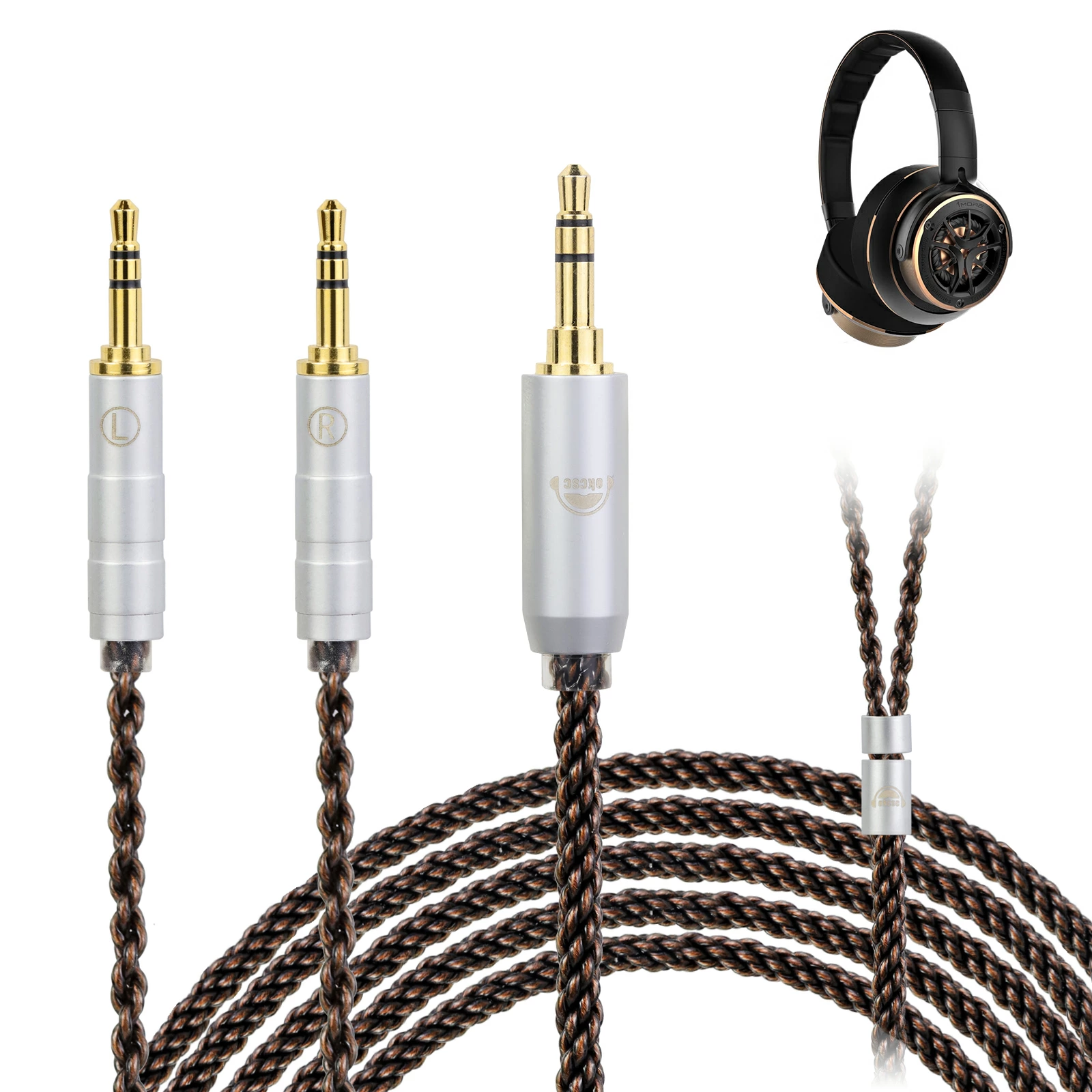 okcsc ZT8 リケーブル DUAL 2.5MM ケーブル イヤホンケーブル 無酸素銅 8芯 純銅OFC Sol Republic V8 V10 V12 X3 Master Tracks HD/HD2 hifiman HE350 HE440S HE4401(Old Edition) HE560 H1000 などに適合する 2.5mm 3.5mm 4.4mm