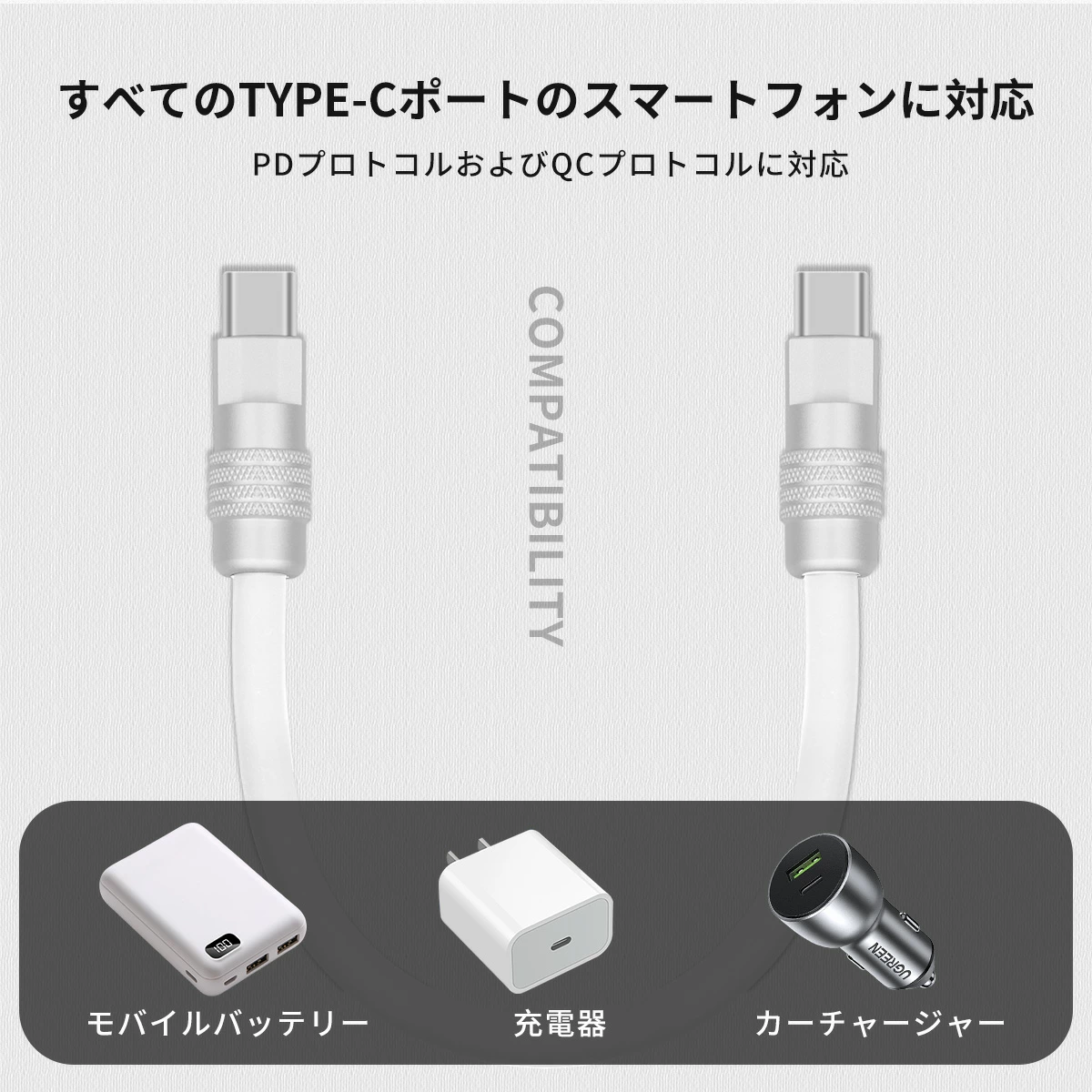 okcsc USB C ケーブル PD対応 60W 超急速充電 タイプC ケーブル Type-c ケーブル Type C to C ケーブル 断線防止  高速データ転送 充電ケーブル Samsung MacBook Air Pro iPad Pro Mini Xiaomi OPPO Huawei Sony Xperia Google Pixel Switch等Type-C機種対応【約25cm】