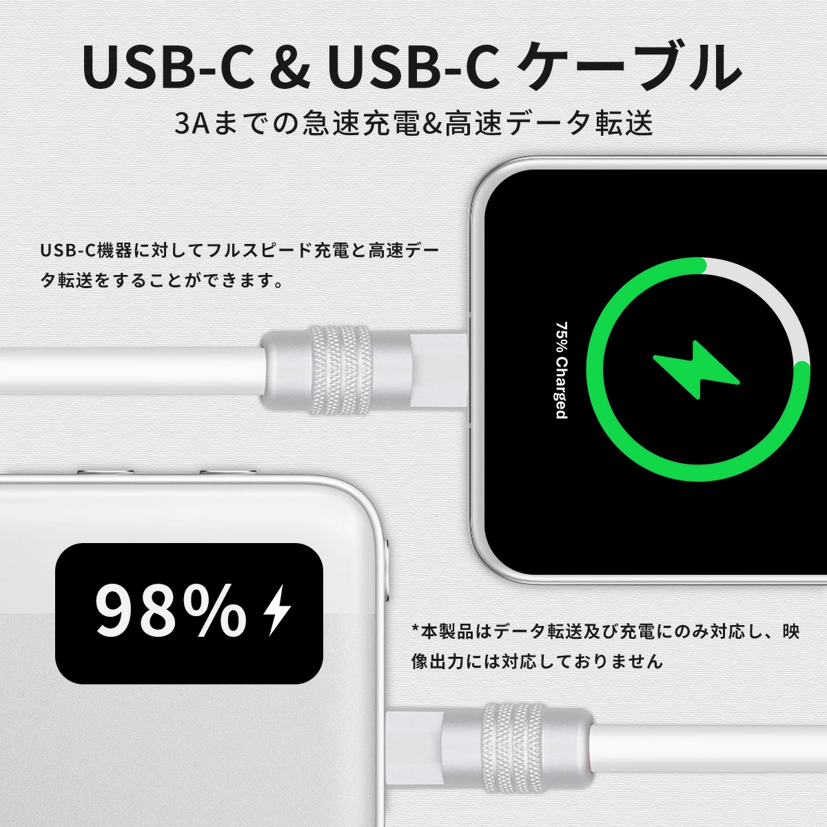 okcsc USB C ケーブル PD対応 60W 超急速充電 タイプC ケーブル Type-c ケーブル Type C to C ケーブル 断線防止  高速データ転送 充電ケーブル Samsung MacBook Air Pro iPad Pro Mini Xiaomi OPPO Huawei Sony Xperia Google Pixel Switch等Type-C機種対応【約25cm】