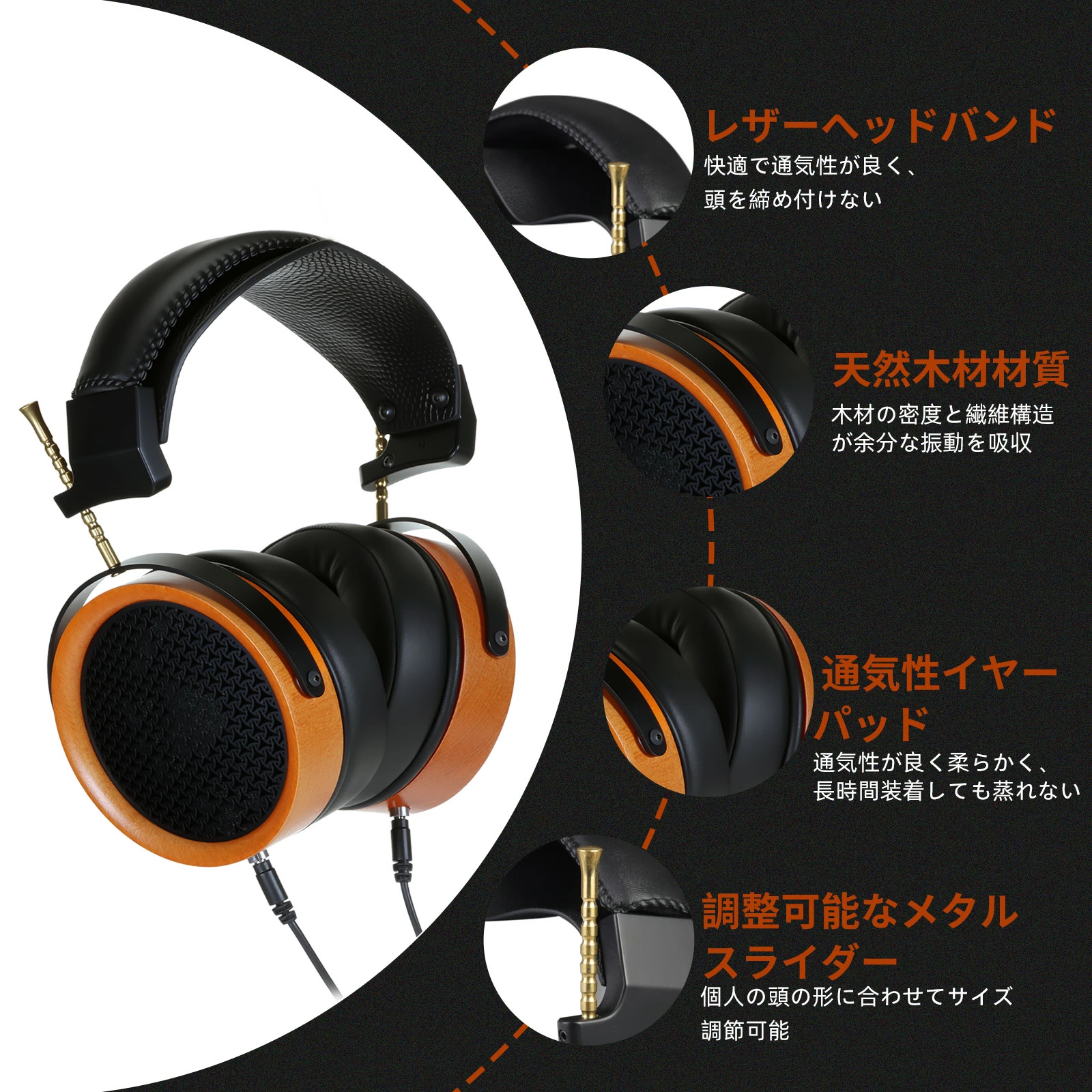 HD11 ヘッドホン オープン型 ワイヤレスヘッドホン   オーバーヘッドヘッドホン 木製 53mmドライバー 高音質 有線/無線両対応  木製ハウジング搭載 53mmベリリウム 高音質 オンイヤー レザー 高級感 大口径 プレゼント ギフト  オープン型対応機器用