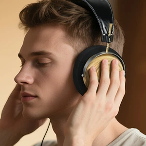 okcsc ヘッドホン 白蜡木ヘッドホン オープン型 木製 高解像度サウンド  高音質 高級感 装着感 50mmドライバー対応 プレゼント ギフト