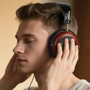 okcsc ヘッドホン ハナカリン木製イヤホン オープン型 木製 高解像度サウンド 高音質 高級感 装着感 52mm平面磁気ドライバー搭載 プレゼント ギフト