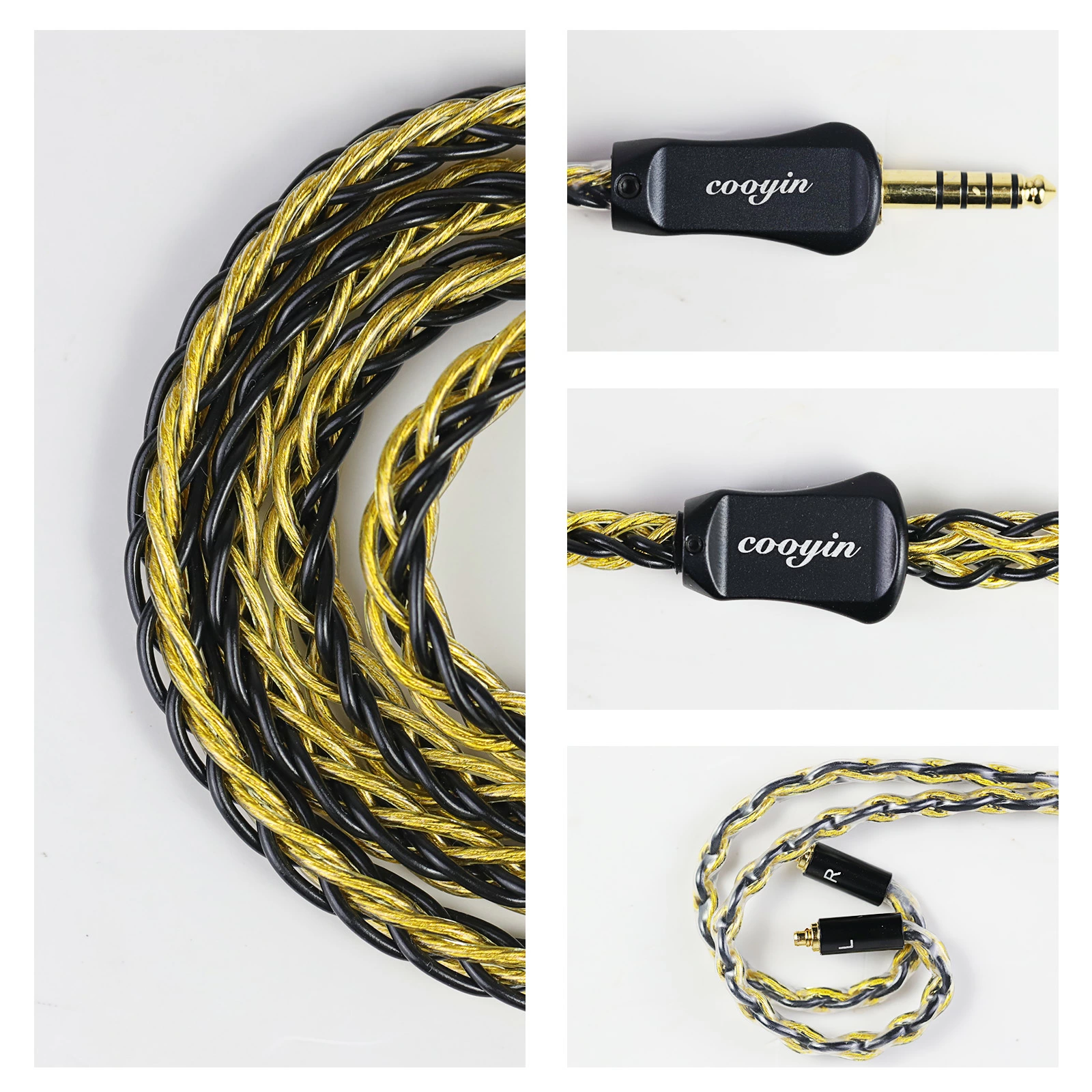 cooyin 鵲音リケーブル MMCX  2PINケーブル イヤホン 3.5mm 4.4mm HIFI音質  金メッキ単結晶銅 Litz編み込み構造  長さ1.25M Shuoer Conductor/Singer/Soloist/EJ07/Tape Pro KZ BA10/A510/Z510/75R/ZST/ED12/ES3/E54 などに適合する HiFi 音質 HiFi イヤホン 専用