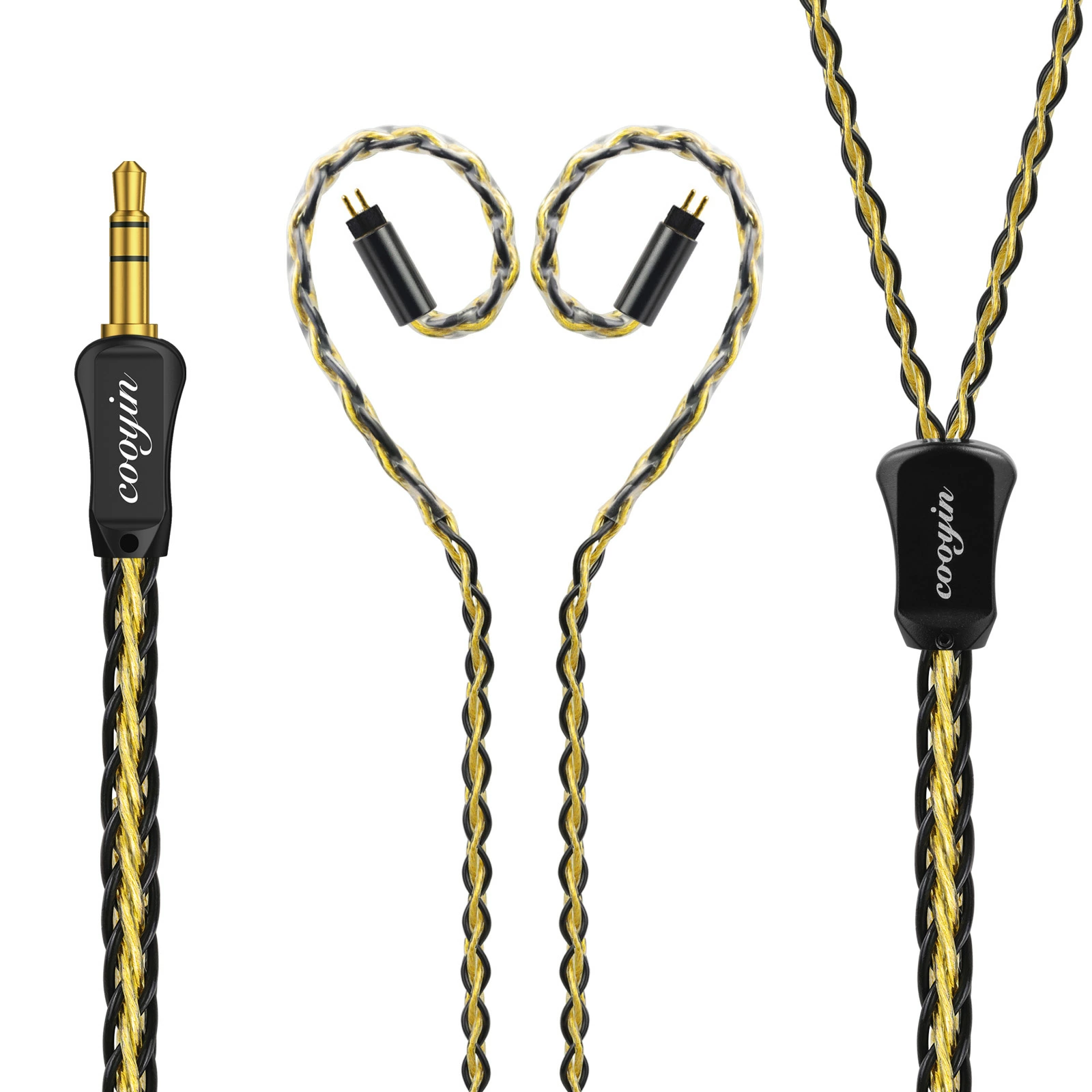 cooyin 鵲音リケーブル MMCX  2PINケーブル イヤホン 3.5mm 4.4mm HIFI音質  金メッキ単結晶銅 Litz編み込み構造  長さ1.25M Shuoer Conductor/Singer/Soloist/EJ07/Tape Pro KZ BA10/A510/Z510/75R/ZST/ED12/ES3/E54 などに適合する HiFi 音質 HiFi イヤホン 専用