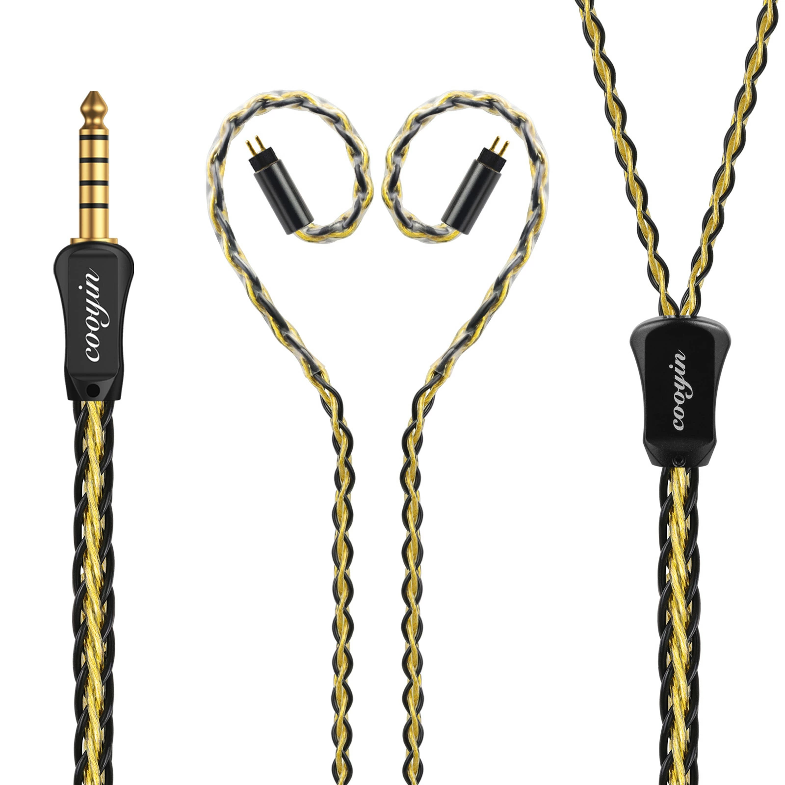 cooyin 鵲音リケーブル MMCX  2PINケーブル イヤホン 3.5mm 4.4mm HIFI音質  金メッキ単結晶銅 Litz編み込み構造  長さ1.25M Shuoer Conductor/Singer/Soloist/EJ07/Tape Pro KZ BA10/A510/Z510/75R/ZST/ED12/ES3/E54 などに適合する HiFi 音質 HiFi イヤホン 専用