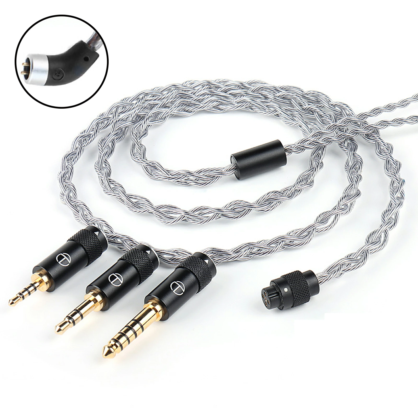 okcsc Sea Serpent ウミヘビ 2PINイヤホンリケーブル HIFIイヤホン専用 4芯手編み 銅銀メッキ 高純度OCC アップグレードケーブル 交換ケーブル 着脱式耳掛型 金メッキプラグ オーディオジャック 交換可能ジャッ 2.5mm/3.5mm/4.4mm(3-in-1)プラグ