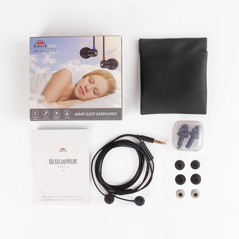 okcsc SP6  睡眠用イヤホン 寝ホン 睡眠用イヤホン 寝ながらイヤホン 有線 カナル型 イヤホン asmr 軽量 コンパクトなデザイン 高遮音 耳が痛くならない DACチップ搭載 マイク付き タイプc