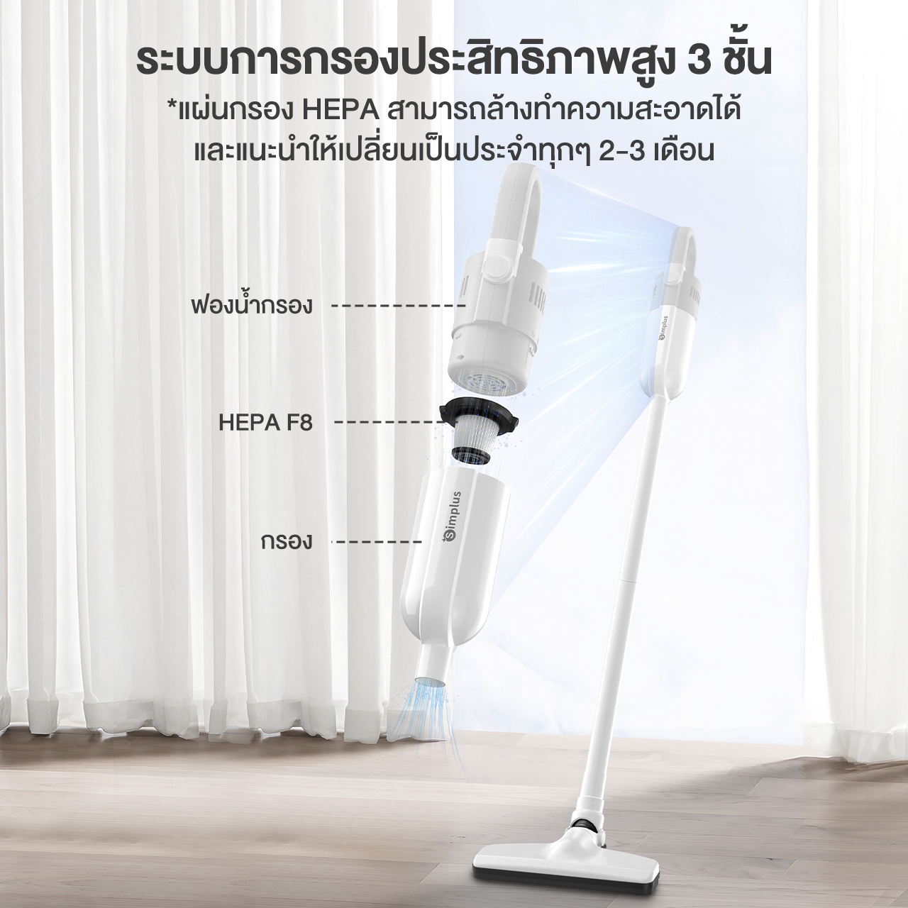 【Simplus Club】⚡️️Simplus x PP Krit⚡เครื่องดูดฝุ่น เครืองดูดฝุ่นแบบมือถือขนาดเล็ก พลังแรงดูด Wired Stick Vacuum Cleaner