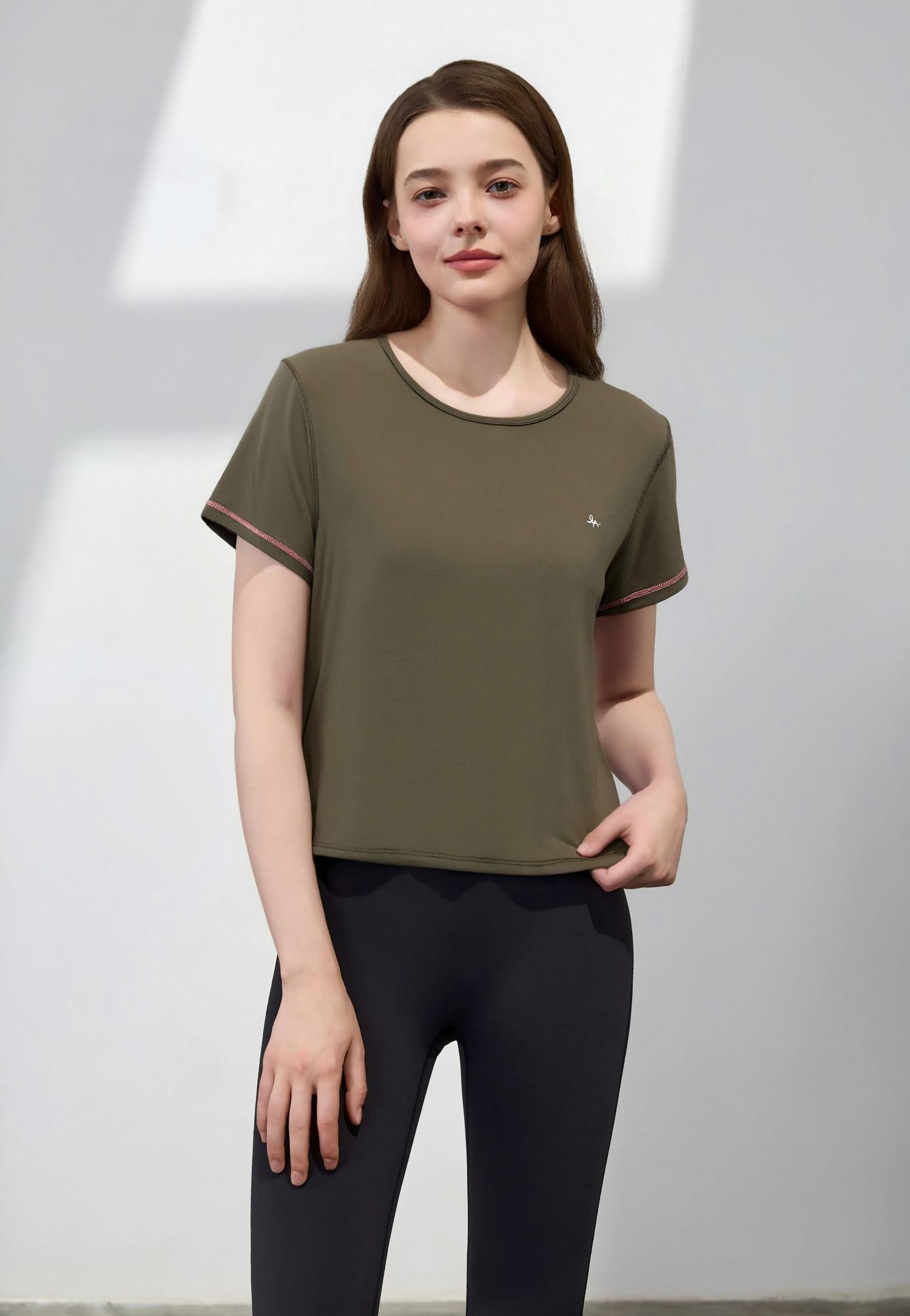 Everyday Contrast Stitch Tee-Beech Green 2.0
