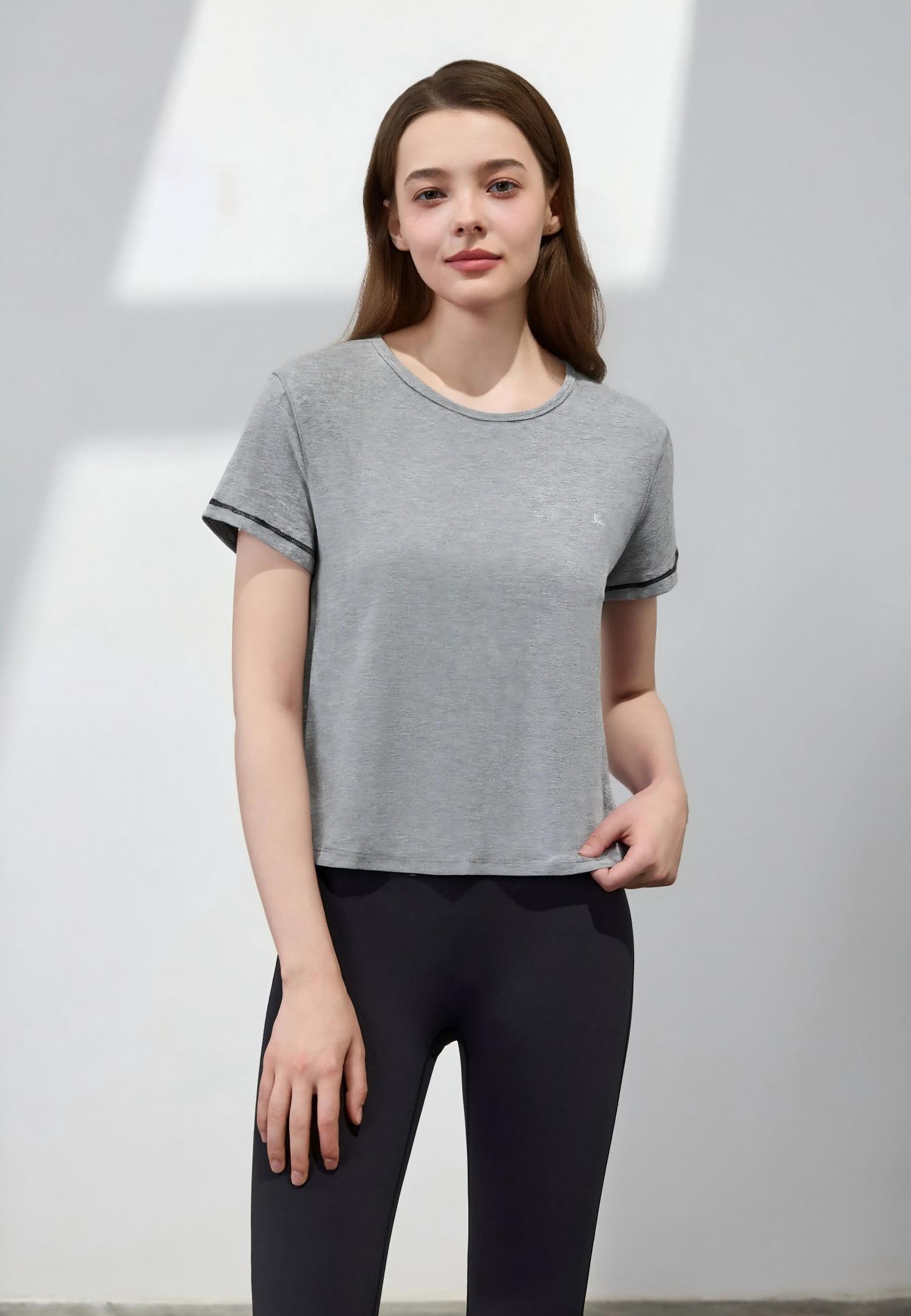 Everyday Contrast Stitch Tee-Heather Gray 2.0