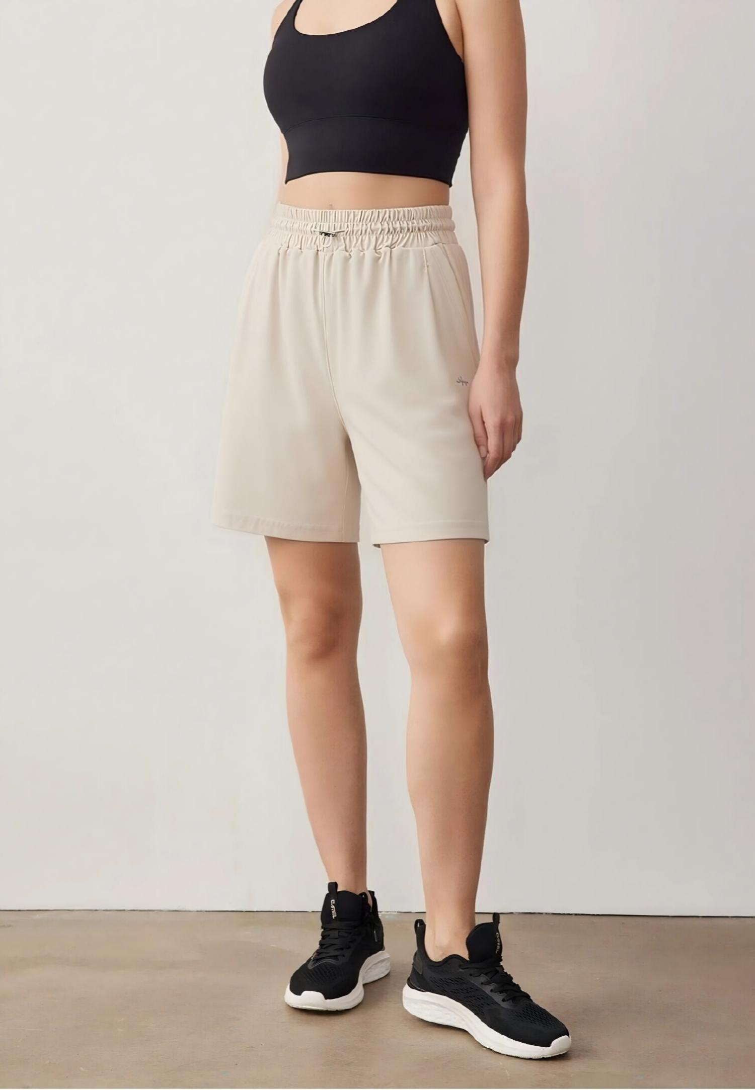 Chill-Out High Waist Shorts-Pistachio White