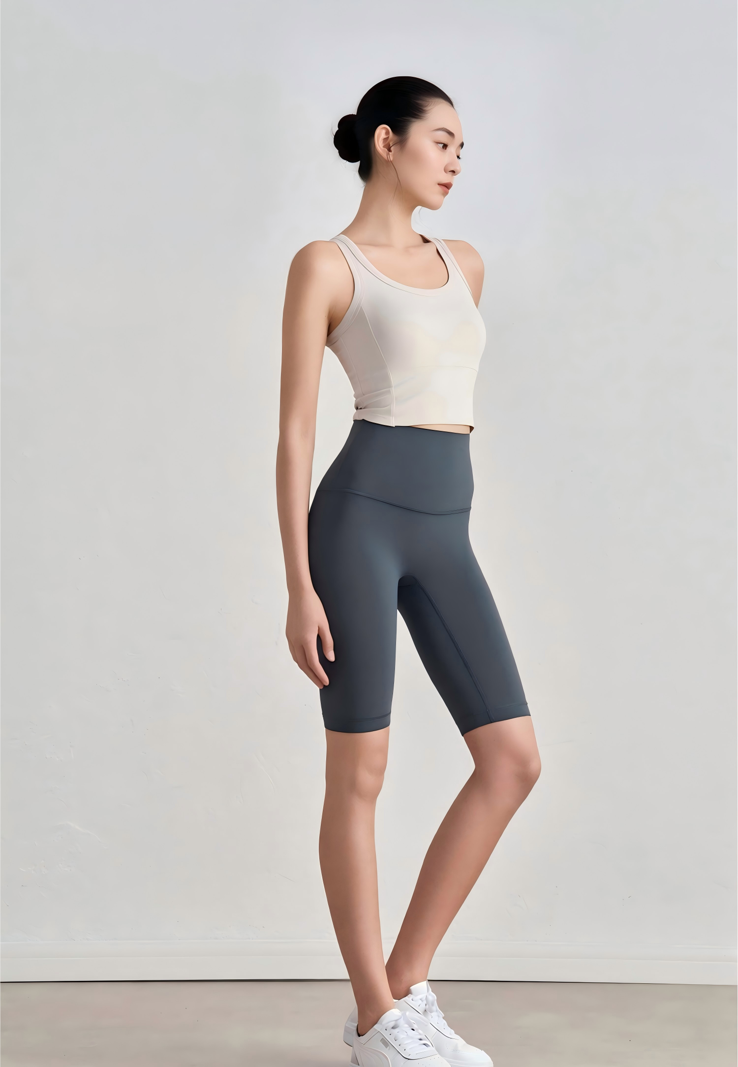 Knockout Longline Fixed-Pad Bra Top-Opal White