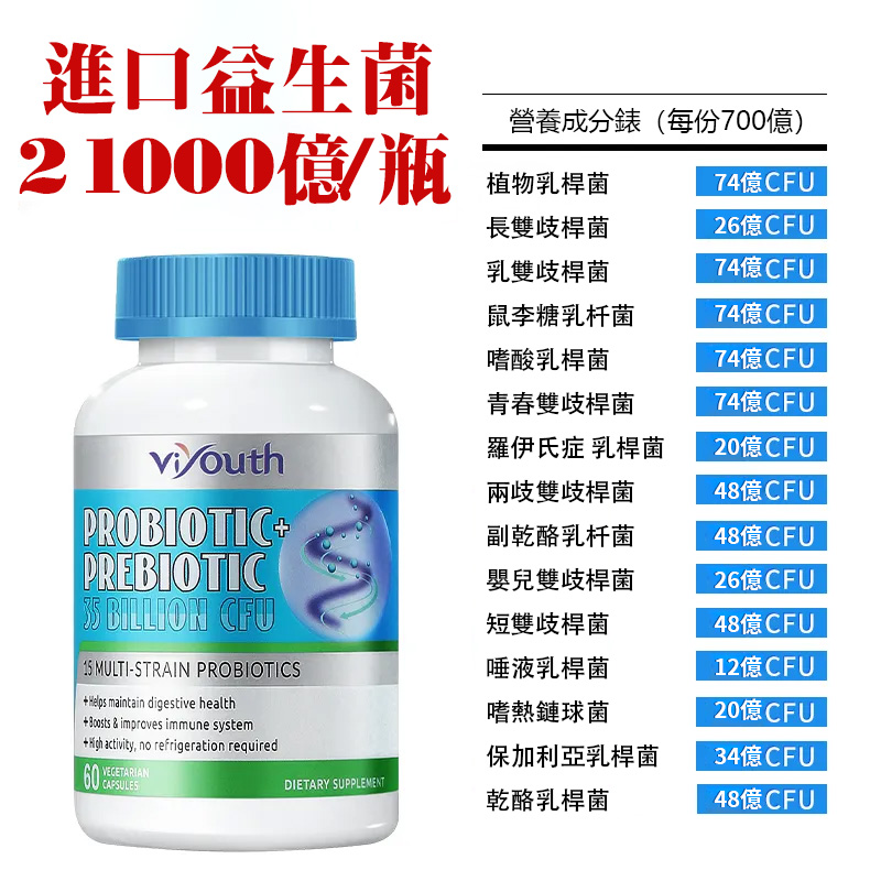 美國VIYOUTH活性益生菌胶囊