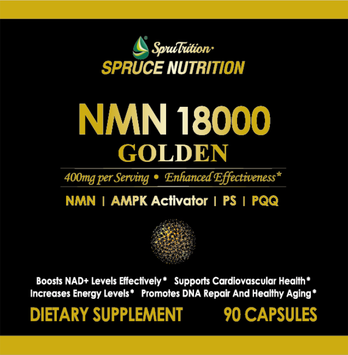 【 Spruce Nutrition 】NMN18000 NMN + AMPK + PS + PQQ 逆齡四合一｜逆齡抗老 + 保護心腦血管｜NMN18000 GOLDEN｜90 粒裝（美國原裝行貨）美國雲杉SPRUCE