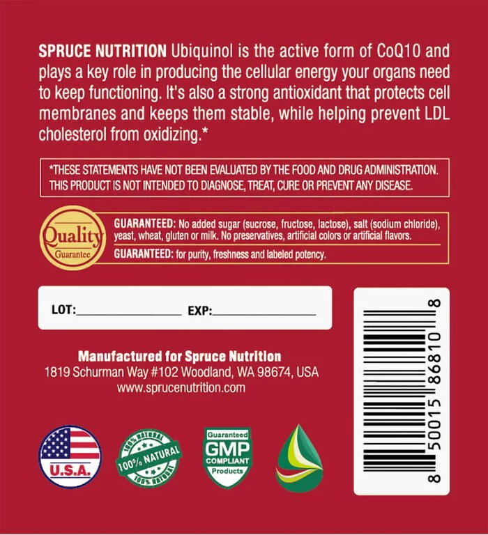 【 Spruce Nutrition 】強健心臟 還原型輔酶 Q10｜30 粒裝（美國原裝行貨）