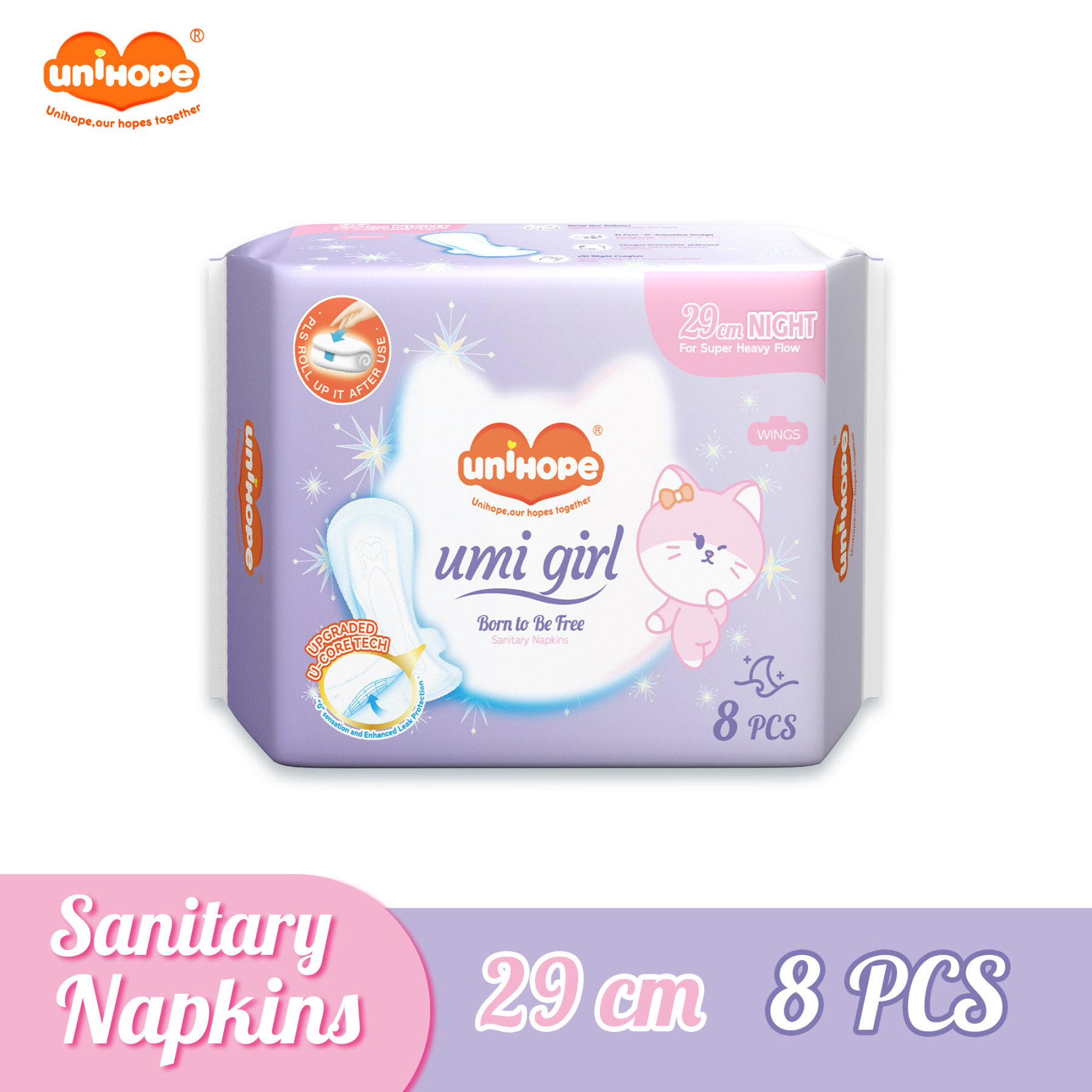(290mm x 8pcs) Unihope Umi Girl Sanitary Pad Liner Panty Liner Day and