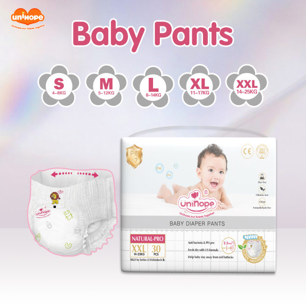 Unihope Natural Pro Baby Diapers Pants Ultra Thin Skin Friendly S/M/L/XL/XXL