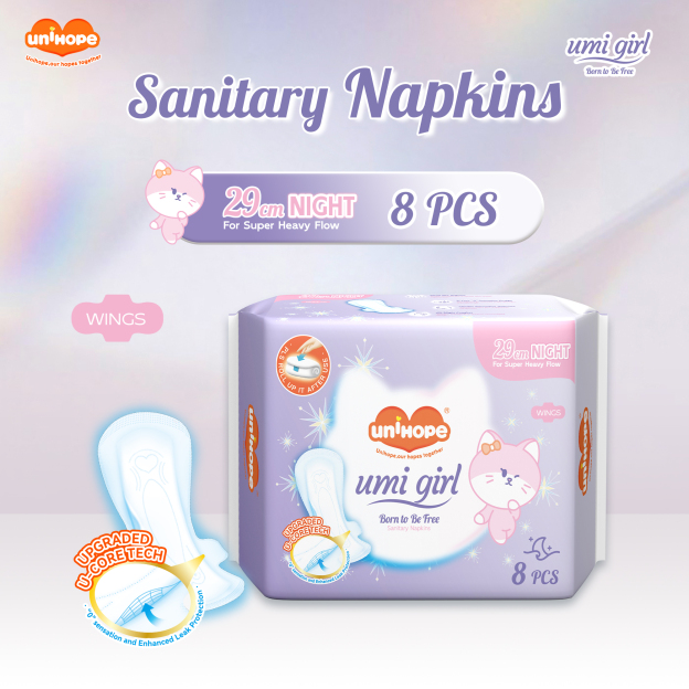(290mm x 8pcs) Unihope Umi Girl Sanitary Pad Liner Panty Liner Day and Night 29cm Pads