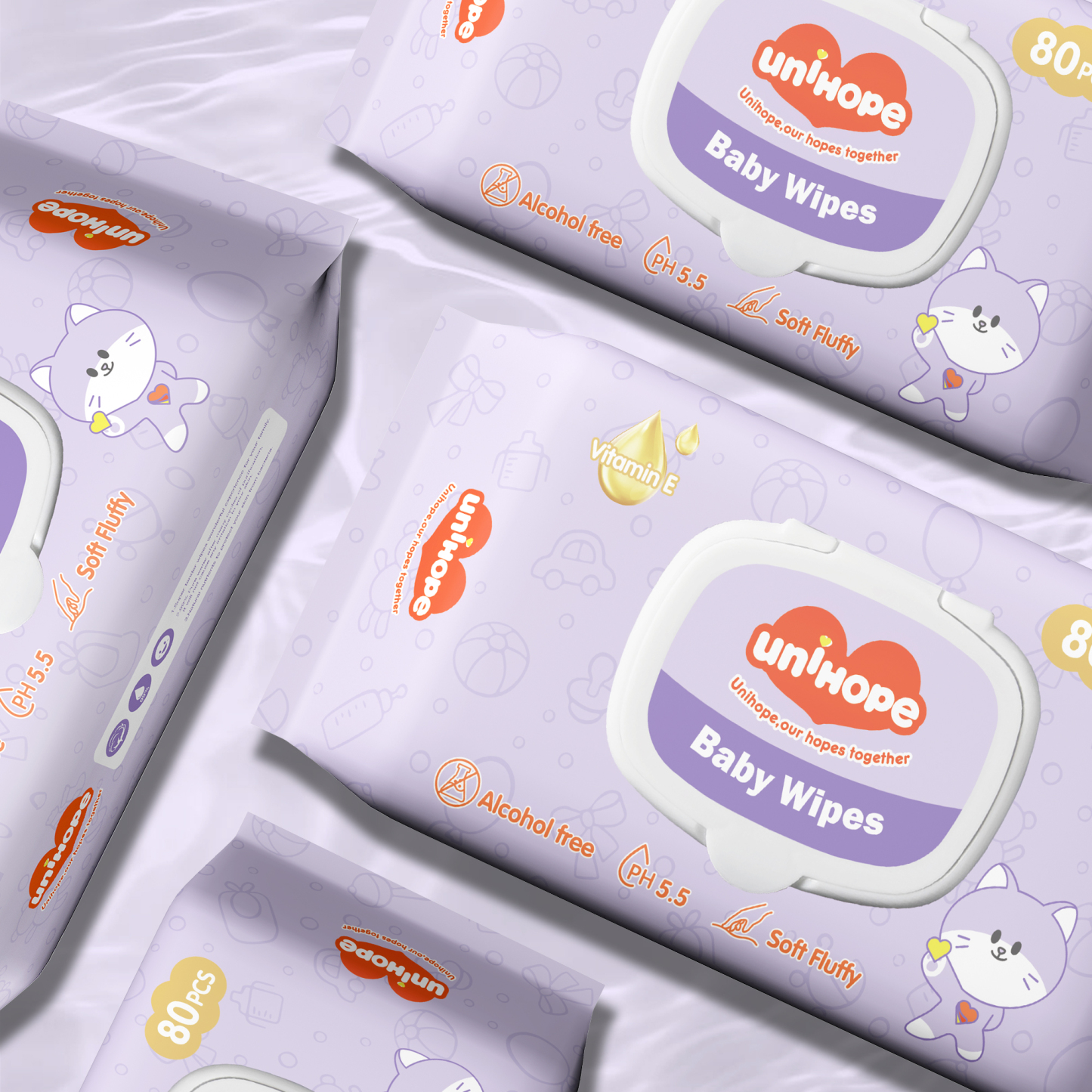 Unihope Fragrance Vitamin E Baby Wipes PH5.5 (3Packs=240 Pcs)