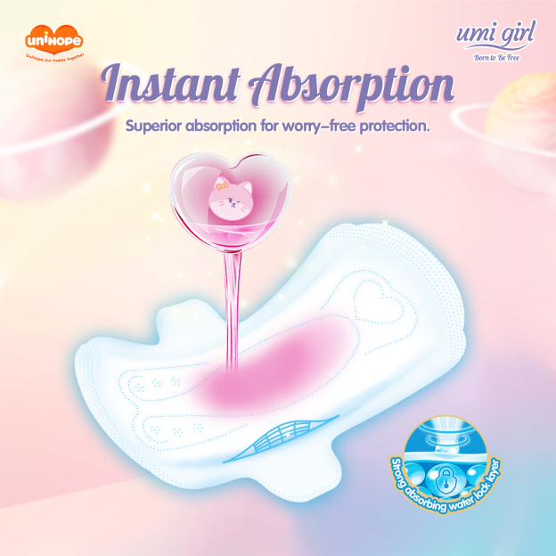 (240mm×10pcs) Unihope Umi Girl Sanitary Pad Liner Panty Liner Day and Night 24cm Pads