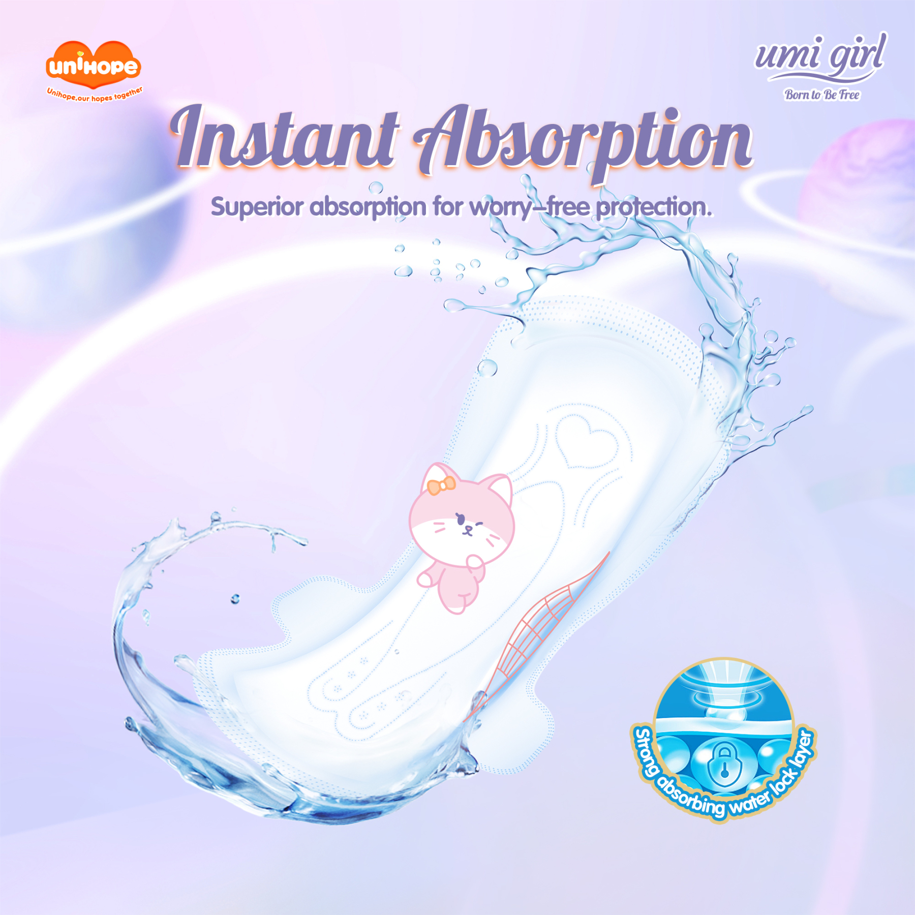 (290mm x 8pcs) Unihope Umi Girl Sanitary Pad Liner Panty Liner Day and Night 29cm Pads