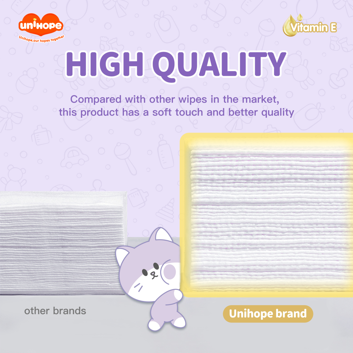 Unihope Fragrance Vitamin E Baby Wipes PH5.5 (3Packs=240 Pcs)