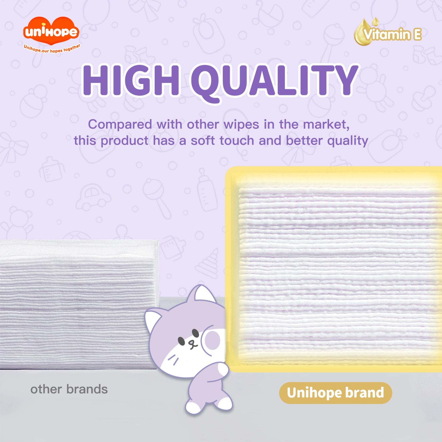 Unihope Fragrance Vitamin E Baby Wipes PH5.5 (3Packs=240 Pcs)