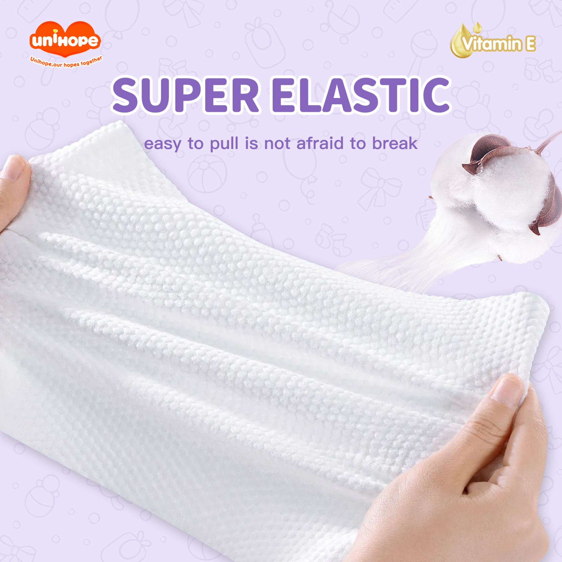 Unihope Fragrance Vitamin E Baby Wipes PH5.5 (3Packs=240 Pcs)
