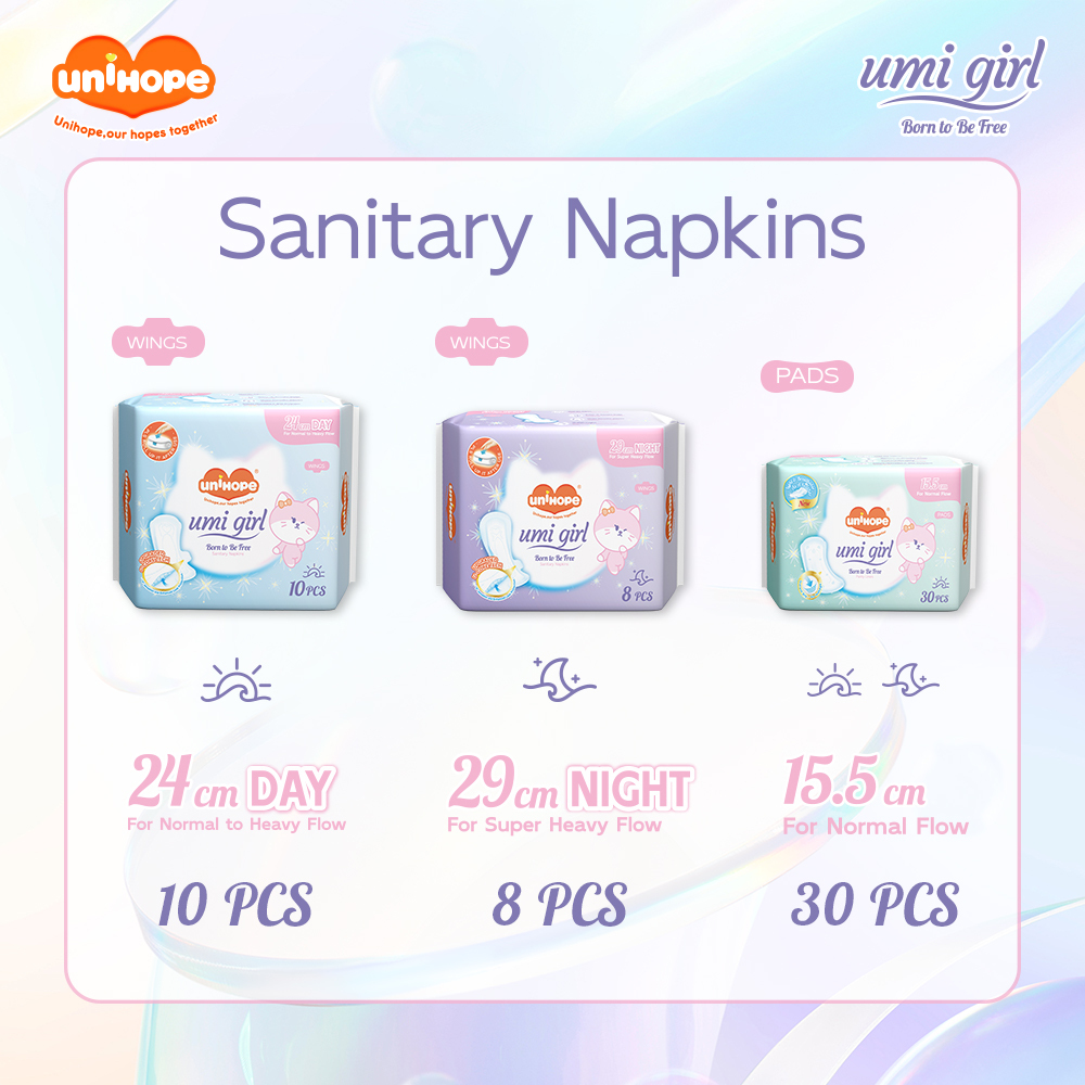(290mm x 8pcs) Unihope Umi Girl Sanitary Pad Liner Panty Liner Day and Night 29cm Pads