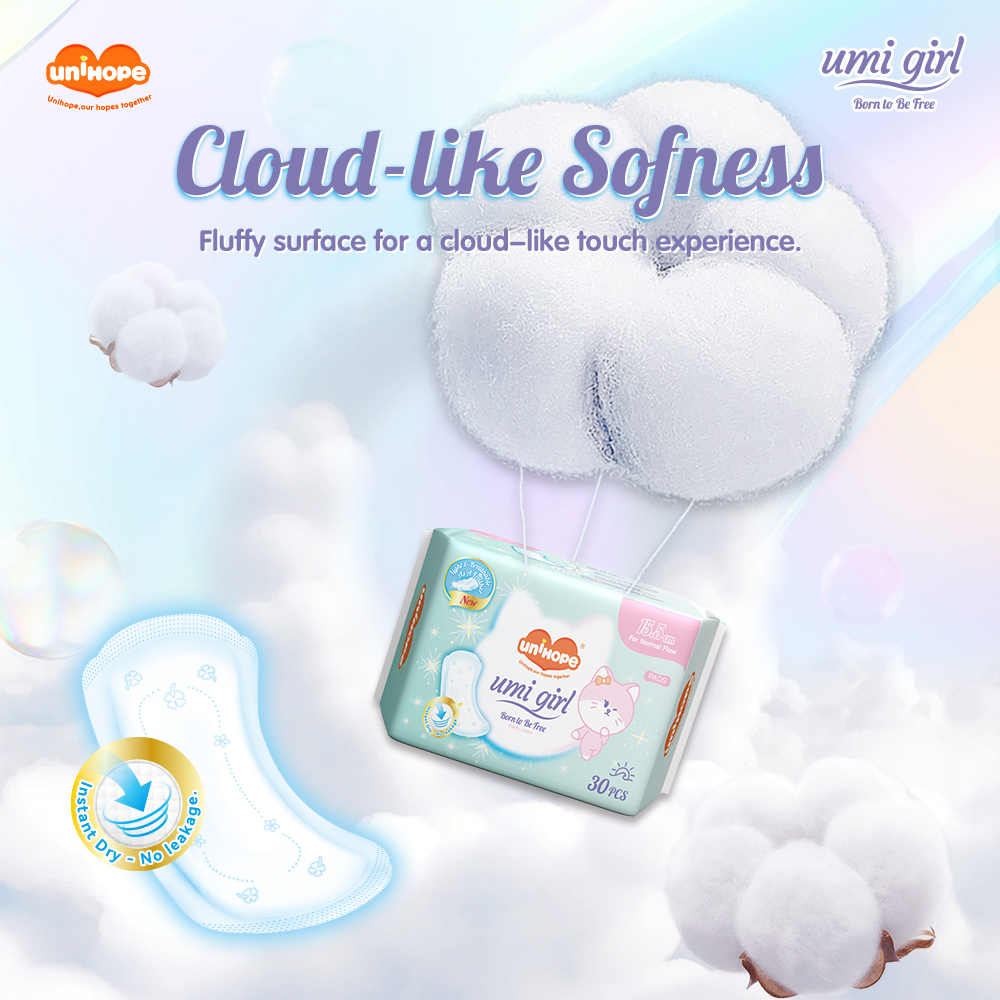 (155mm×30pcs) Unihope Umi Girl Sanitary Pad Liner Panty Liner Day and Night 15.5cm Pads