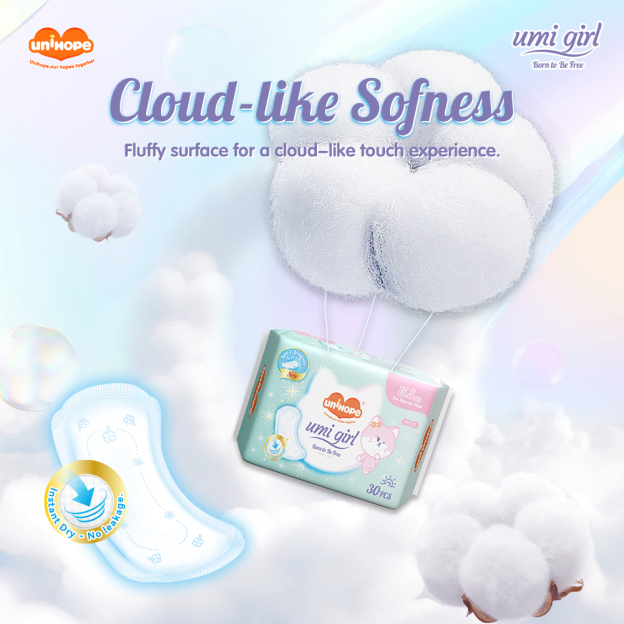 (155mm×30pcs) Unihope Umi Girl Sanitary Pad Liner Panty Liner Day and Night 15.5cm Pads