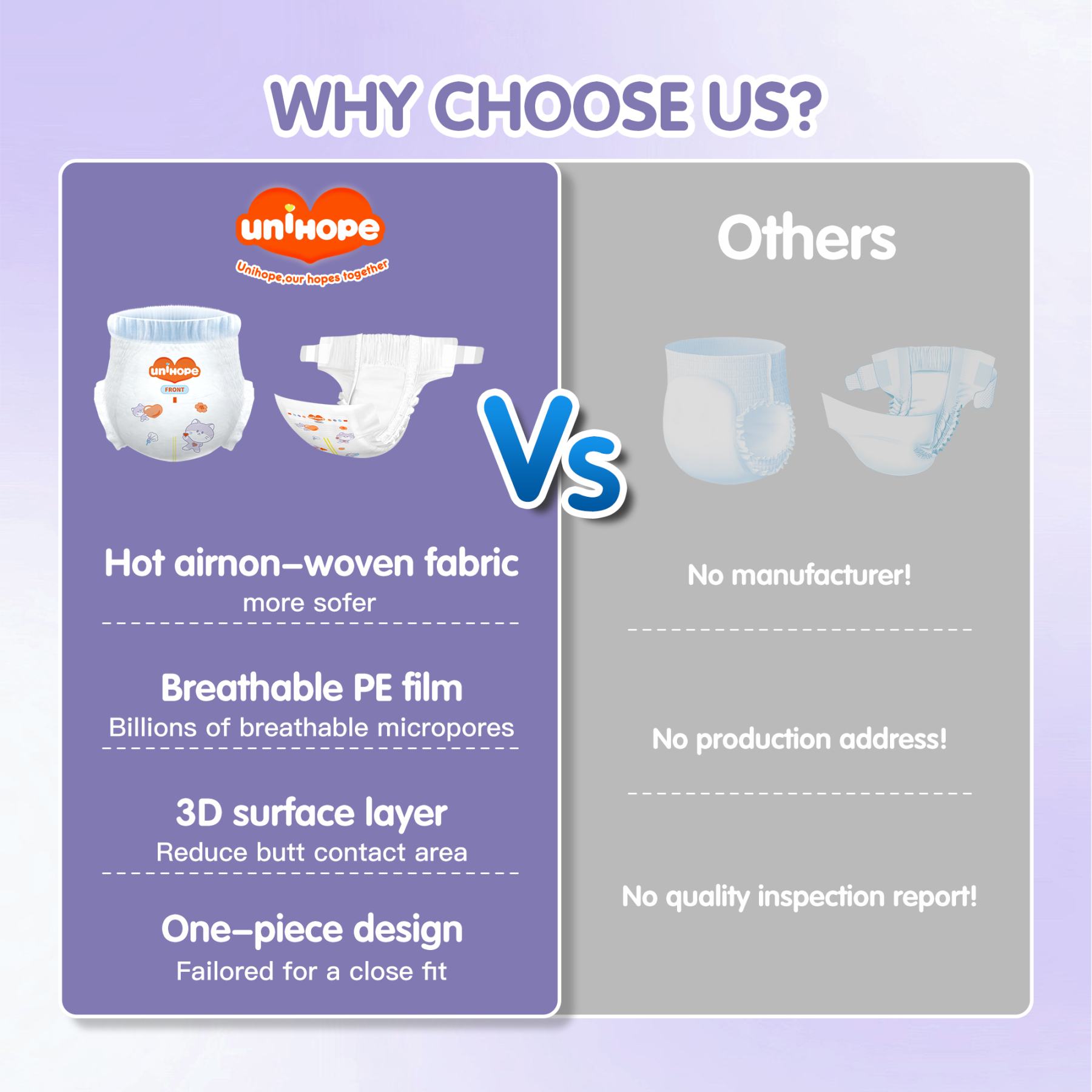 Unihope Universe Baby Diapers Pants & Tape Ultra Thin Skin Friendly - Newborn/S/M/L/XL/2XL/3XL/4XL/5XL
