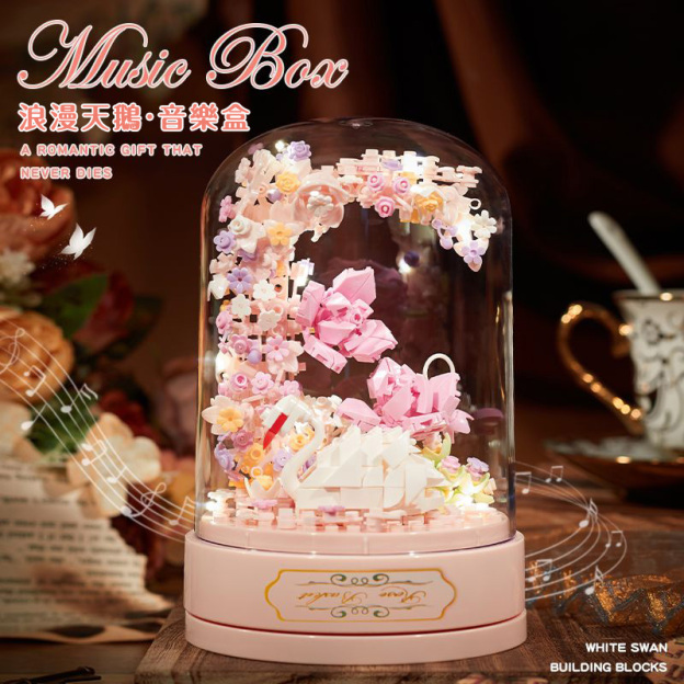 樂高積木花玫瑰永生花束音樂盒