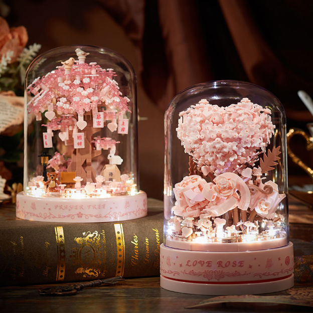 樂高積木花玫瑰永生花束音樂盒