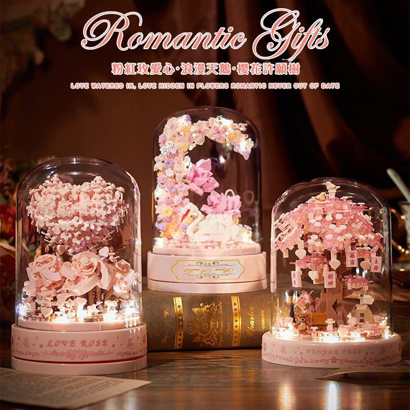 樂高積木花玫瑰永生花束音樂盒