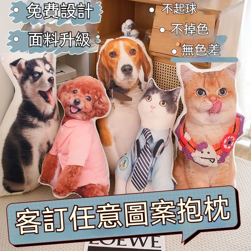 來圖客訂無白邊抱枕—可印照片異型寵物,人形靠枕/仿真禮物