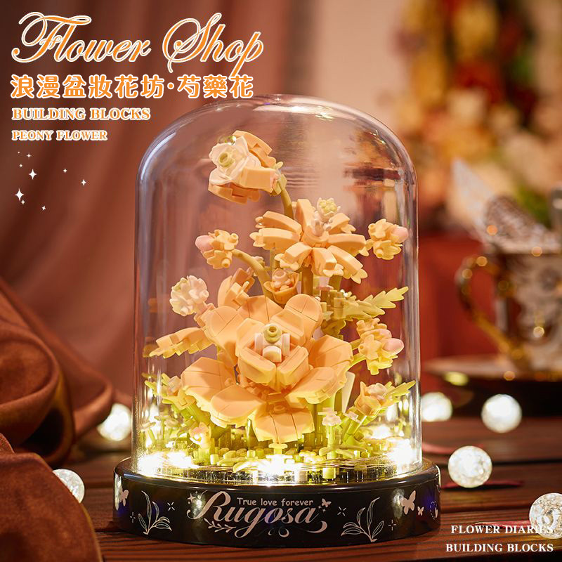 樂高積木花玫瑰永生花束音樂盒