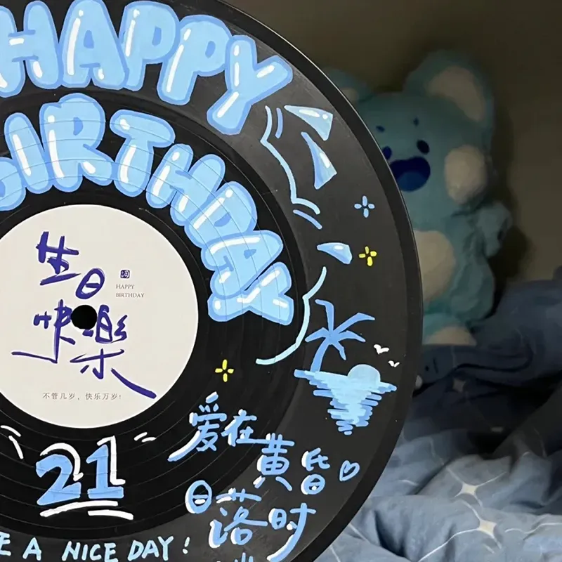 黑膠唱片diy訂製手作禮物—訂製塗鴉時鐘碟片