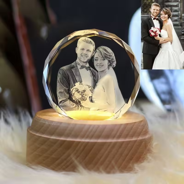 💘💘💘客製發光水晶夜燈—支持任意圖片來圖客製，禮盒包裝，送禮更有心意🎁