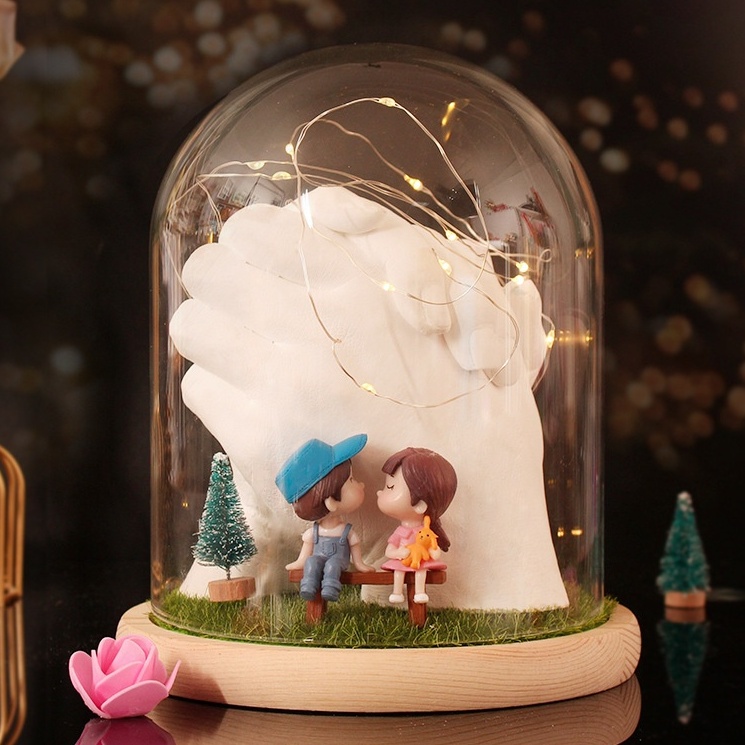 情侶手膜石膏粉紅情人禮物—手模型diy製作