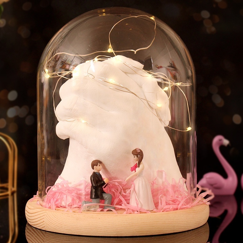 情侶手膜石膏粉紅情人禮物—手模型diy製作