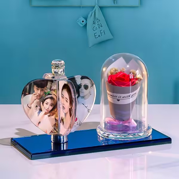永生花旋轉水晶底座—寓意對你的愛永不凋零