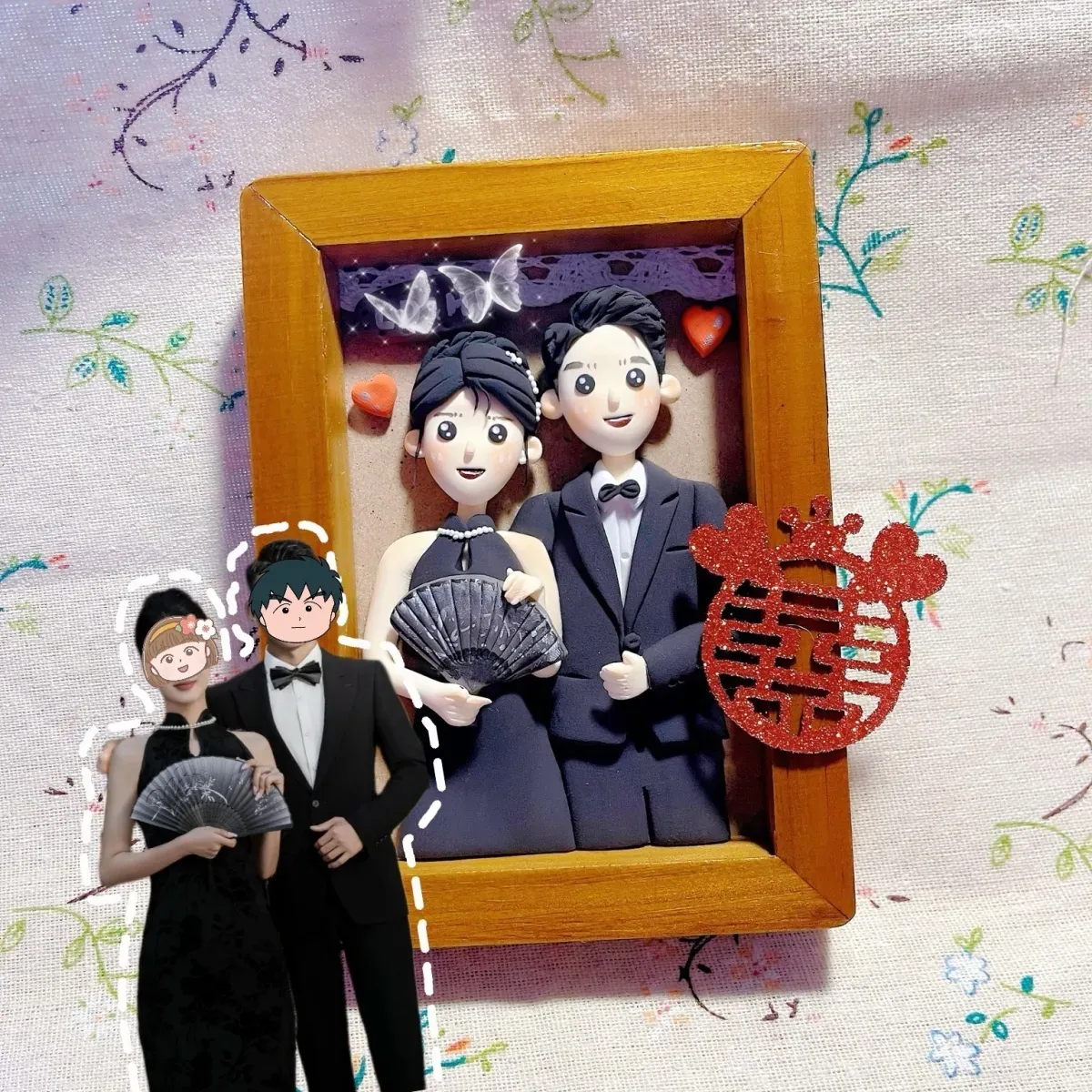 ⭐⭐⭐手作創意q版diy人偶訂製_黏土相框訂製結婚全家福情侶紀念