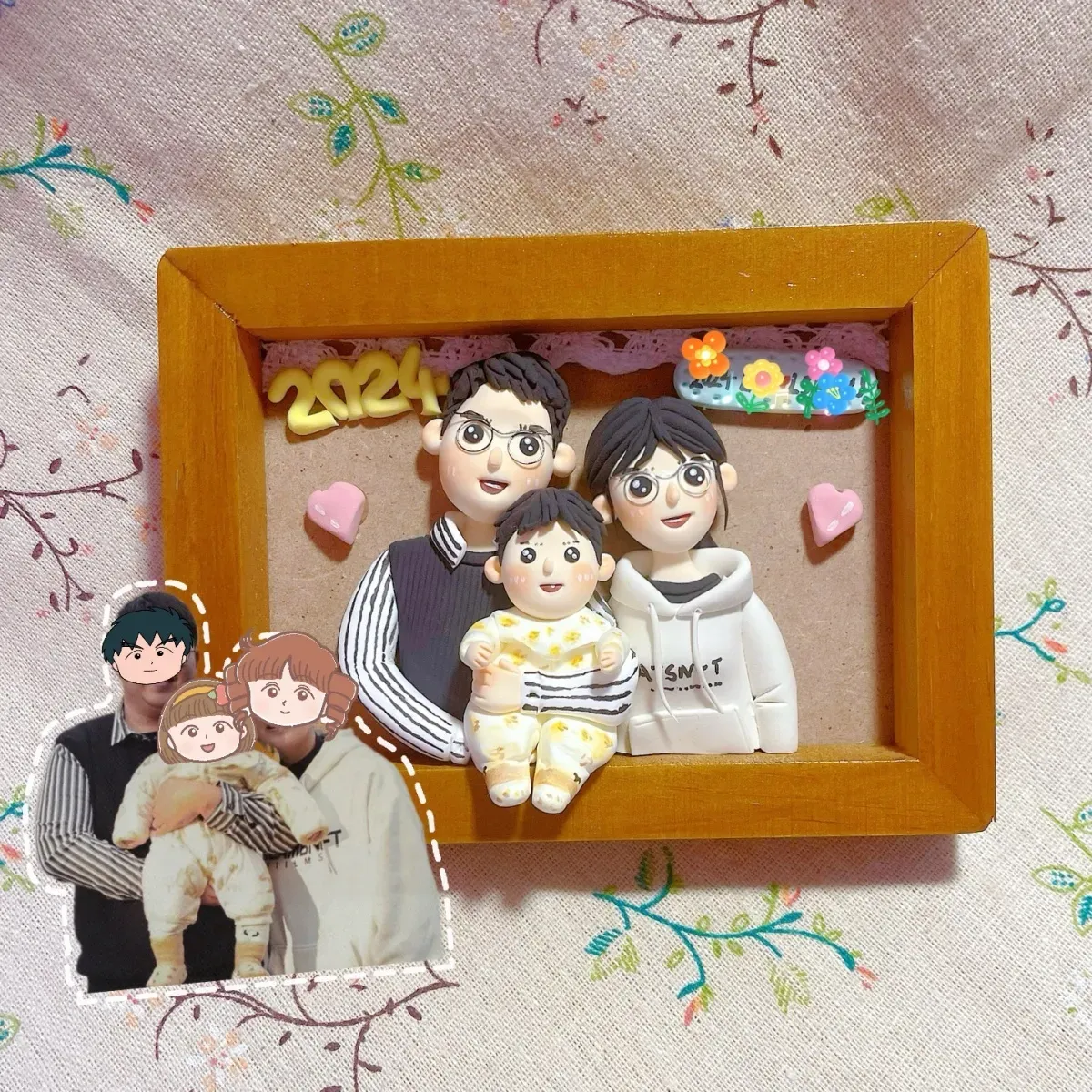 ⭐⭐⭐手作創意q版diy人偶訂製_黏土相框訂製結婚全家福情侶紀念