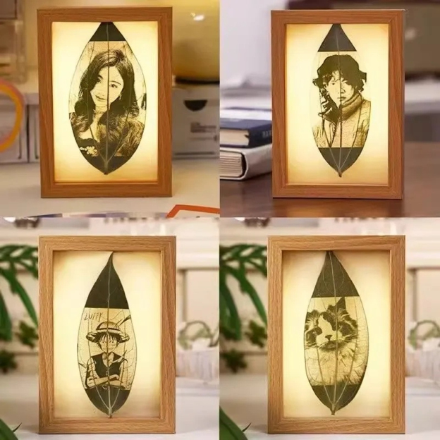 客製化葉雕照片雕刻diy生日禮物