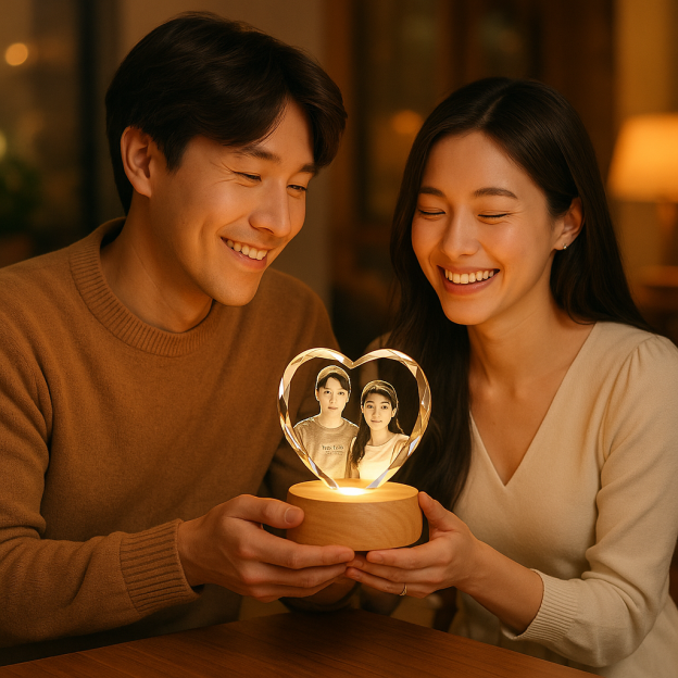 💘💘💘客製發光水晶夜燈—支持任意圖片來圖客製，禮盒包裝，送禮更有心意🎁