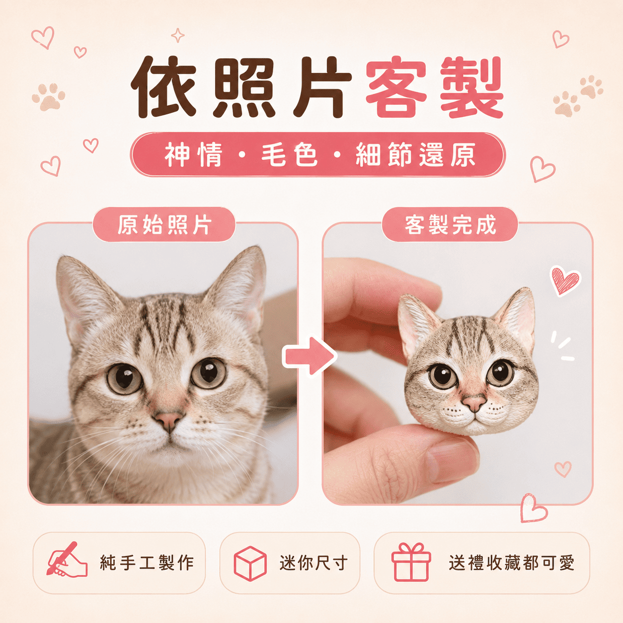 把毛孩 · 做成藝術品 ｜ 純手繪石膏頭像 · 寵物擺飾