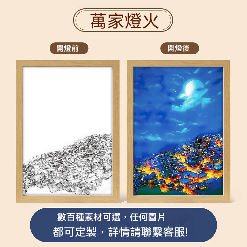 ⭐⭐【來圖定制】 LED燈光畫 燈光畫 檯燈畫 —床頭燈光畫 小夜燈 裝飾畫 裝飾臺燈 氛圍燈 創意小夜燈 交換禮物 桌面擺件