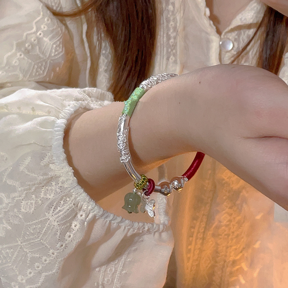 平安喜樂純銀999手鐲女復古實心足銀手鐲子